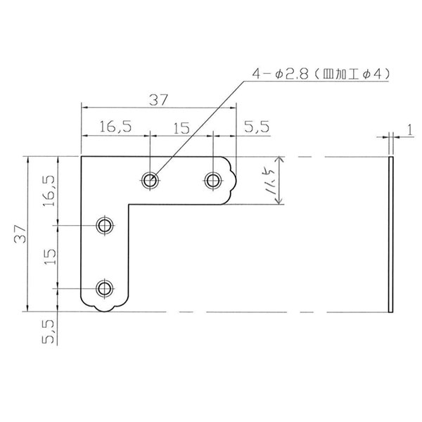ブロンズ隅金 平横 WAKI AC-082 37X37【和気産業】