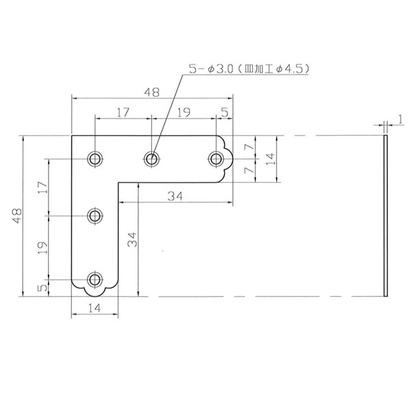 ブロンズ隅金 平横 WAKI AC-083 48X48【和気産業】