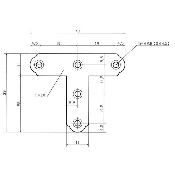 ブロンズ隅金 T字 WAKI AC-084 47X39【和気産業】