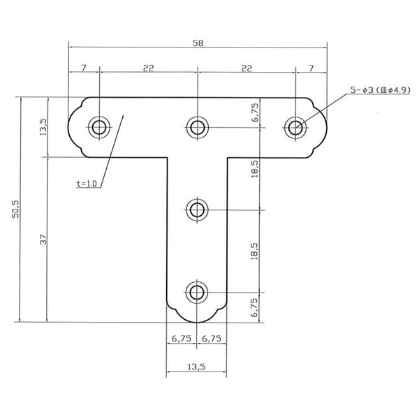 ブロンズ隅金 T字 WAKI AC-085 57X50【和気産業】