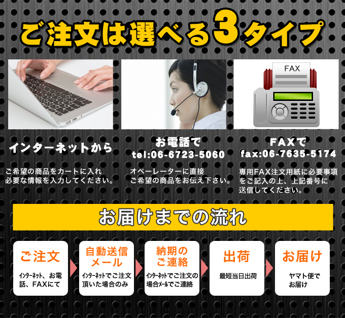 ご注文はインターネット・FAX・電話の3種類のかなからお選びいただけます