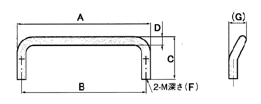 丸棒取っ手（雄ねじ）図面